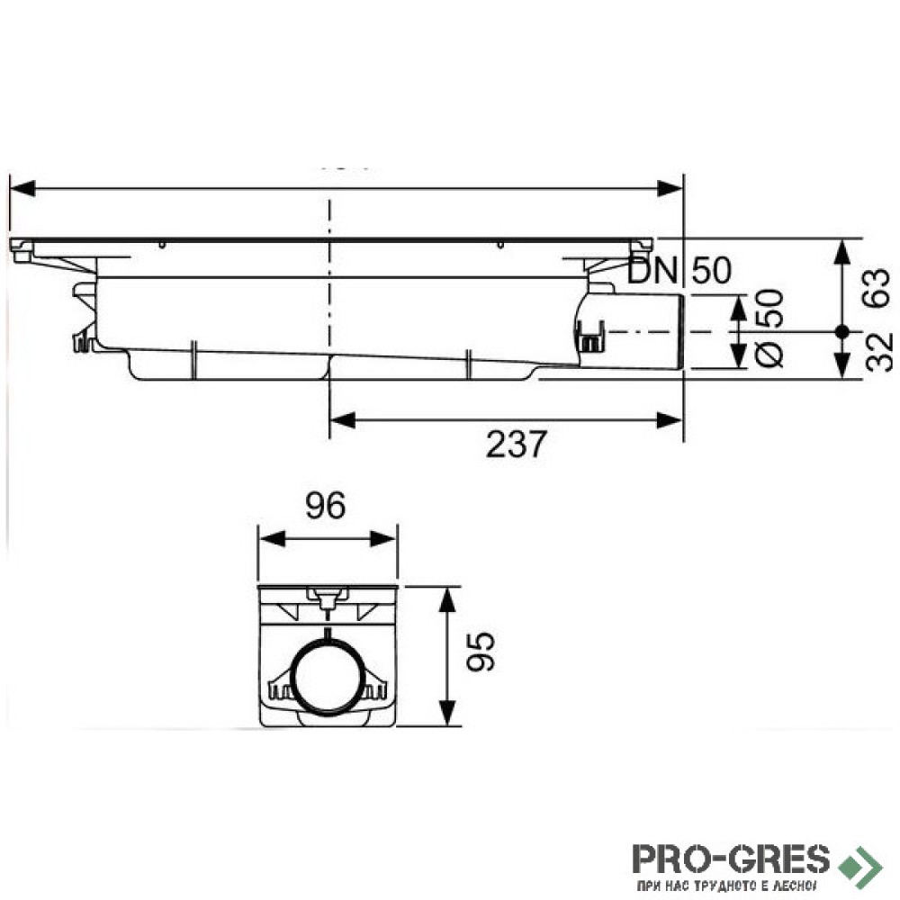 Тяло за вграждане за лентов сифон TECE Drainprofile 673001
