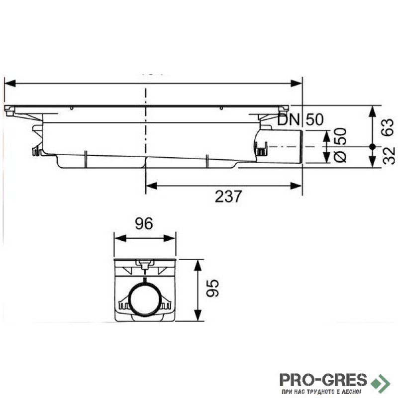 Тяло за вграждане за лентов сифон TECE Drainprofile 673001