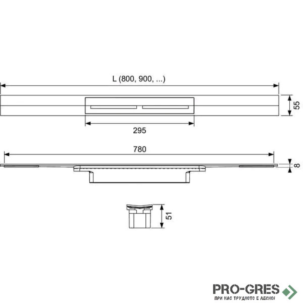 Решетка за лентов сифон 80 см TECE Drainprofile 670800