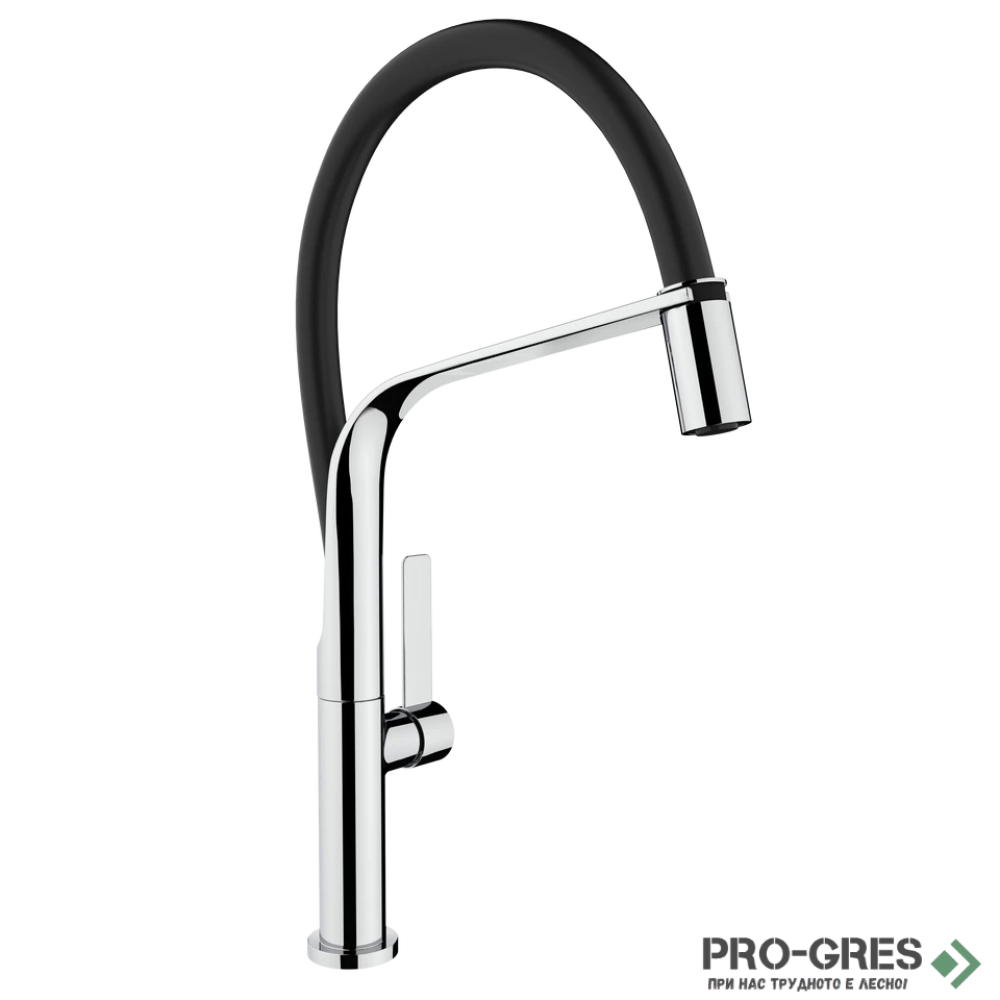 Кухненски смесител, подвижен душ, хром-черен, TEKA, FO 997 ЧЕРЕН, 62997020FN