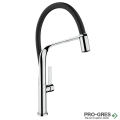 Кухненски смесител, подвижен душ, хром-черен, TEKA, FO 997 ЧЕРЕН, 62997020FN