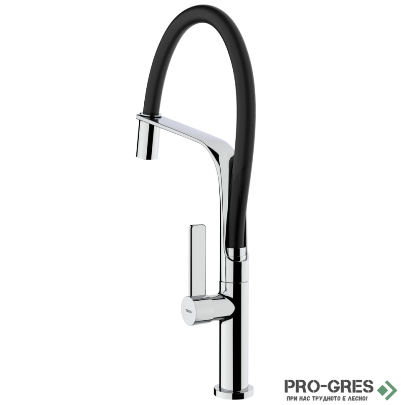 Кухненски смесител, подвижен душ, хром-черен, TEKA, FO 997 ЧЕРЕН, 62997020FN