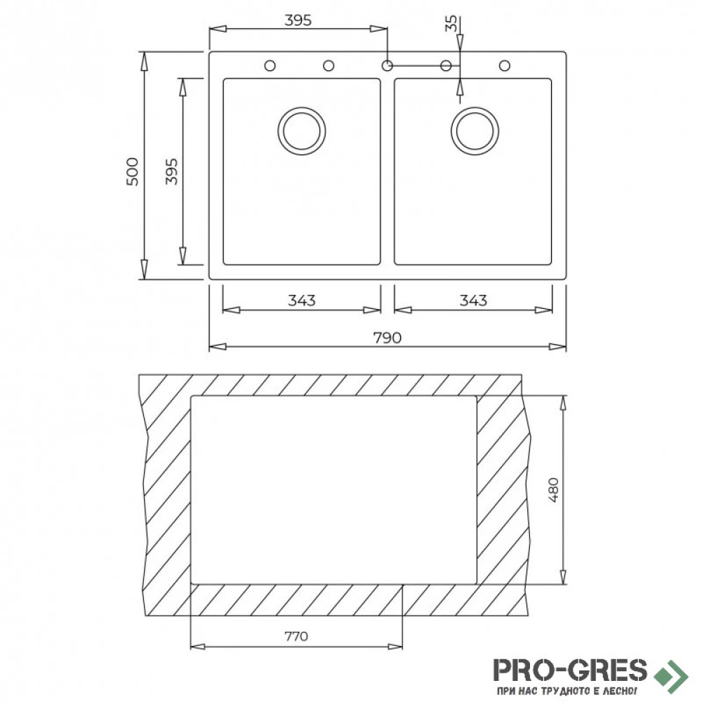 Гранитна мивка Teka ForSquare 2B 790 TG 115260014