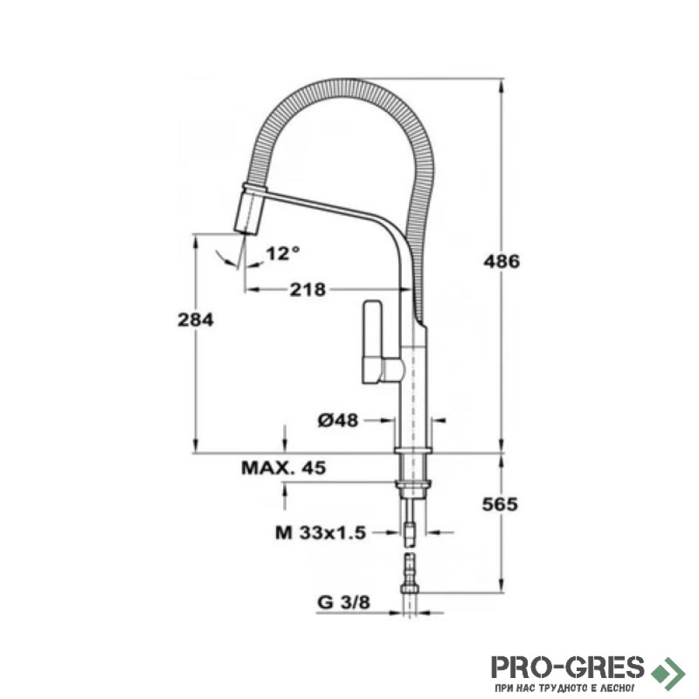 Смесител за кухня с висок чучур, черен, Teka Maestro FO 997