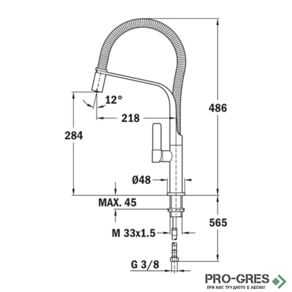Смесител за кухня с висок чучур, хром, Teka Maestro FO 999