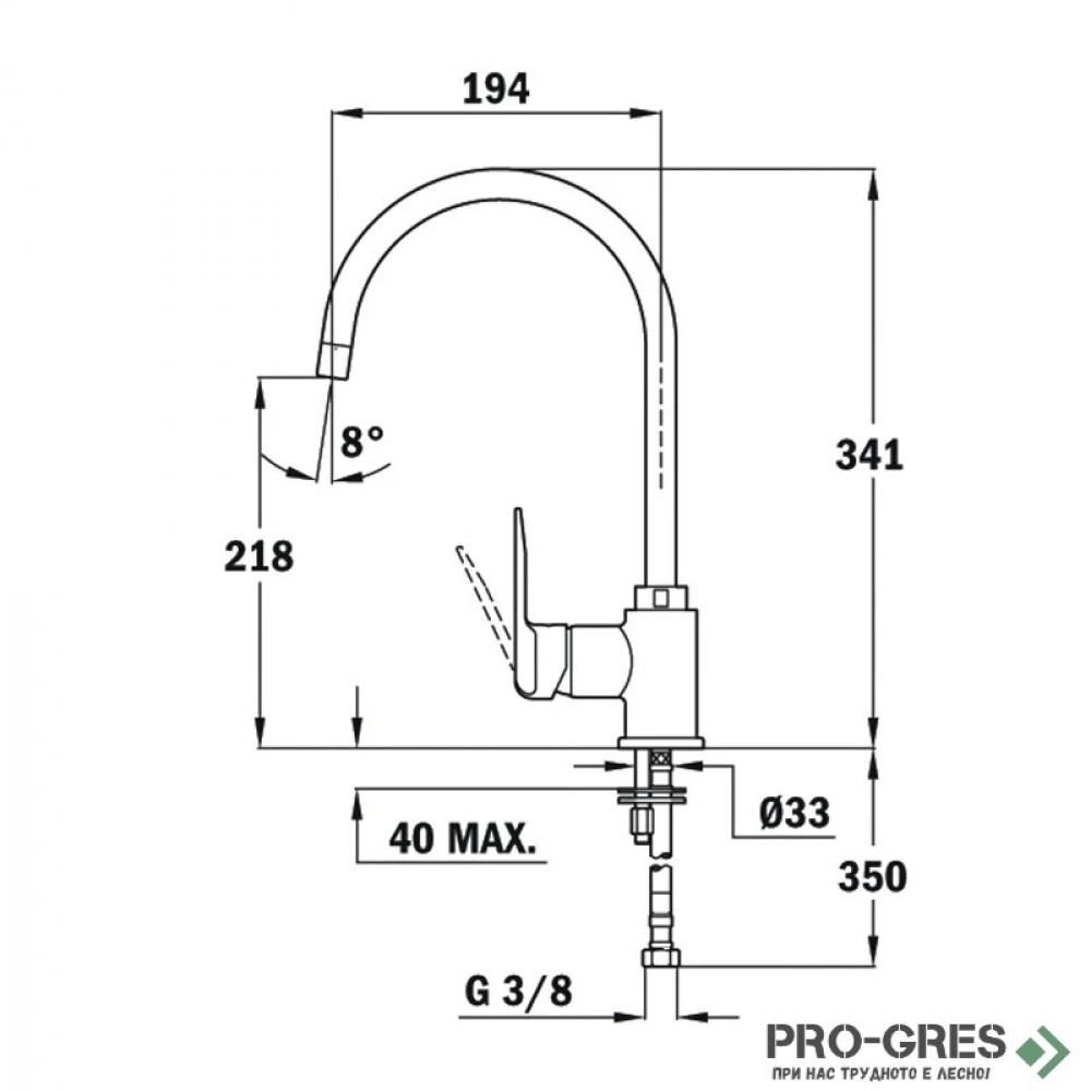 Кухненски смесител, въртящ се чучур, хром, Teka, MF-2 ProJECT, 8191462