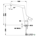 Кухненски смесител, въртящ се чучур, хром, Teka, SENSE SE 915, 116030030