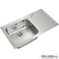 Иноксова мивка за вграждане, гладка, десен отцедник, Teka, SUPER BOWL 1C 1E MAX , 11119200