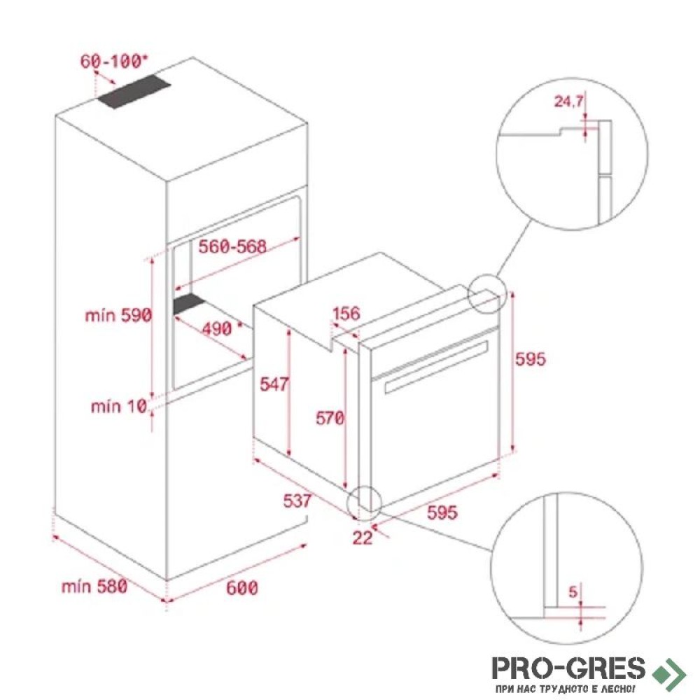 Мултифункционална фурна с 10 функции Teka Hydroclean PRO, Е.2105.ЧЧ