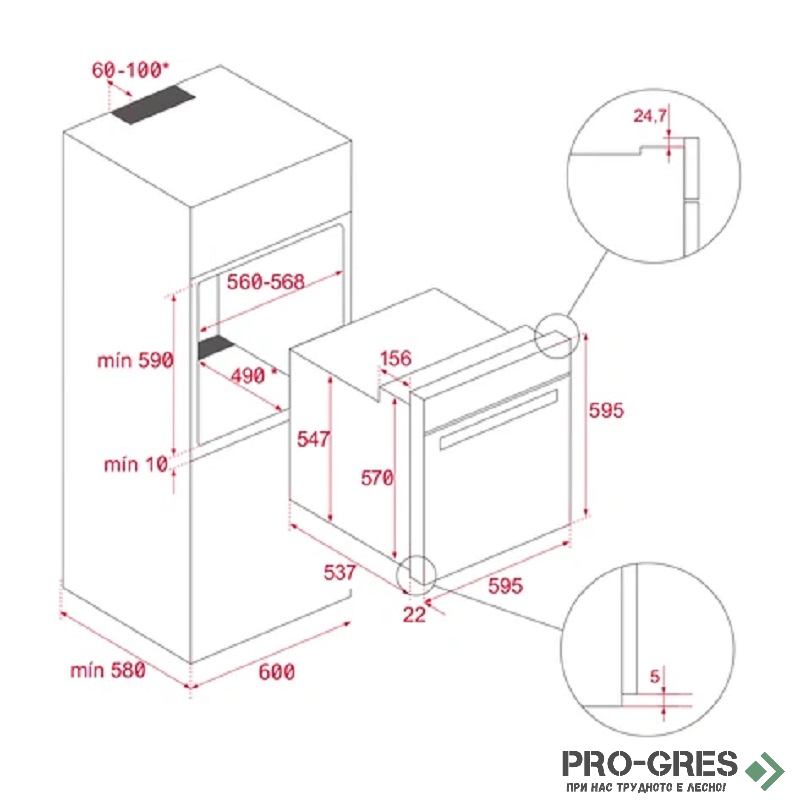 Мултифункционална фурна с 10 функции Teka Hydroclean PRO, Е.2105.ЧЧ