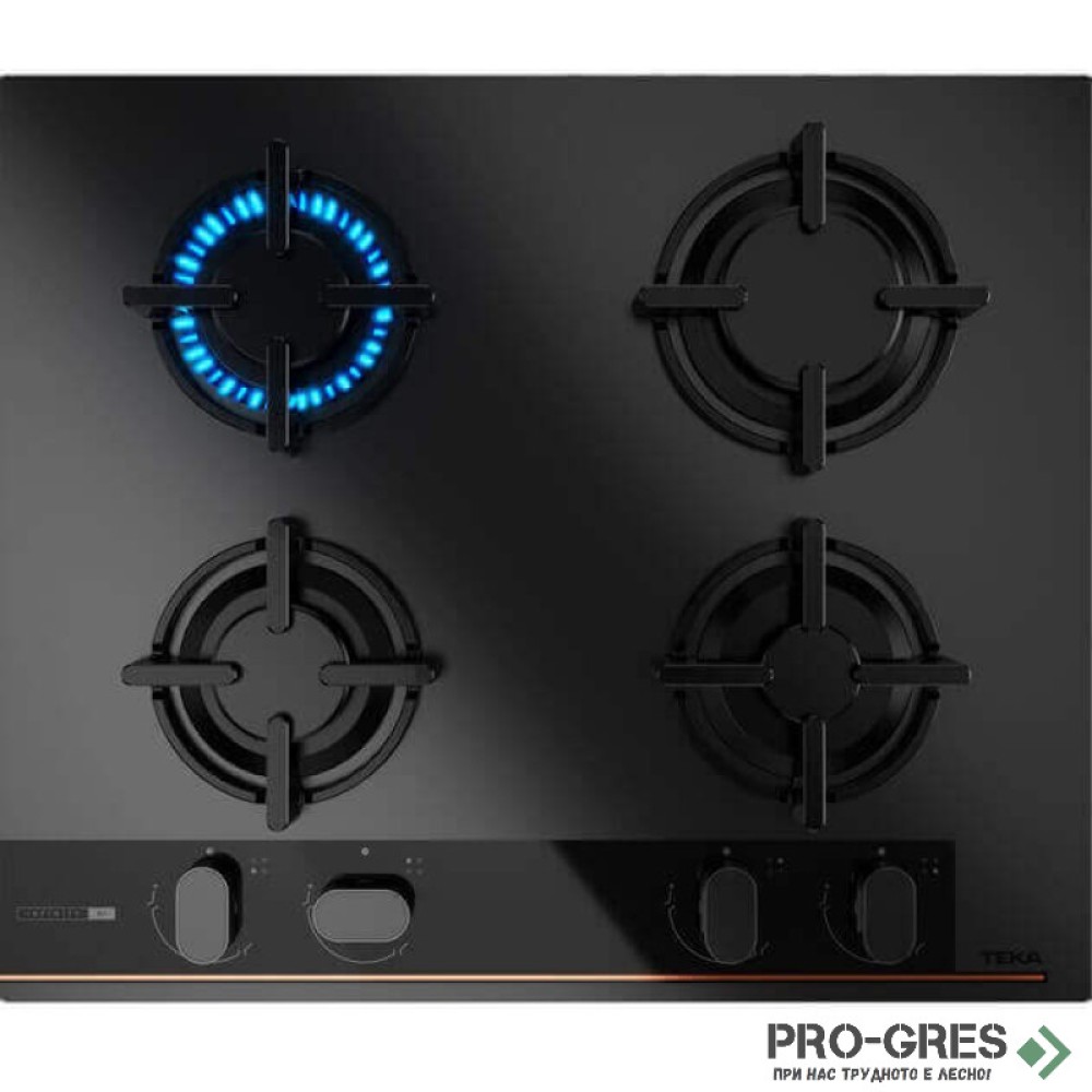 Газов плот за вграждане с 4 зони 60х51х9,8см, черен мат, Teka, Total GBC 64 Infinity G1