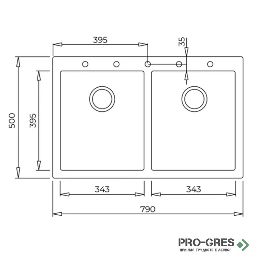 Гранитна мивка Teka ForSquare 2B 790 TG 115260017