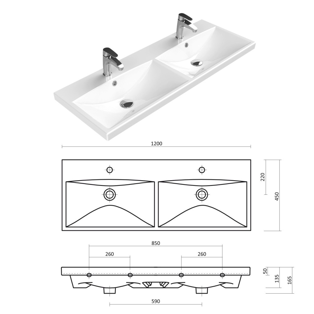 Комплект шкафове за баня 120сm бял PVC Триано Крюгер