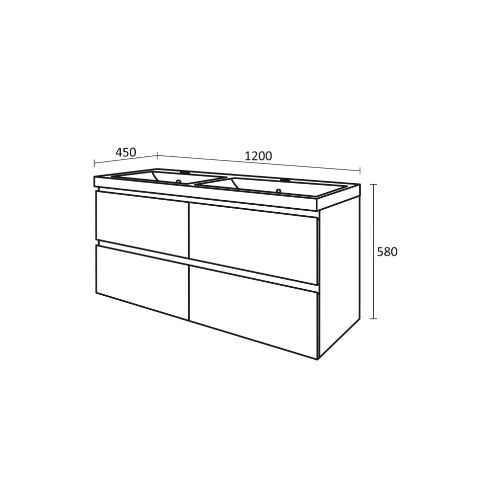 Долен шкаф за баня 120x58x45см PVC Триано Крюгер