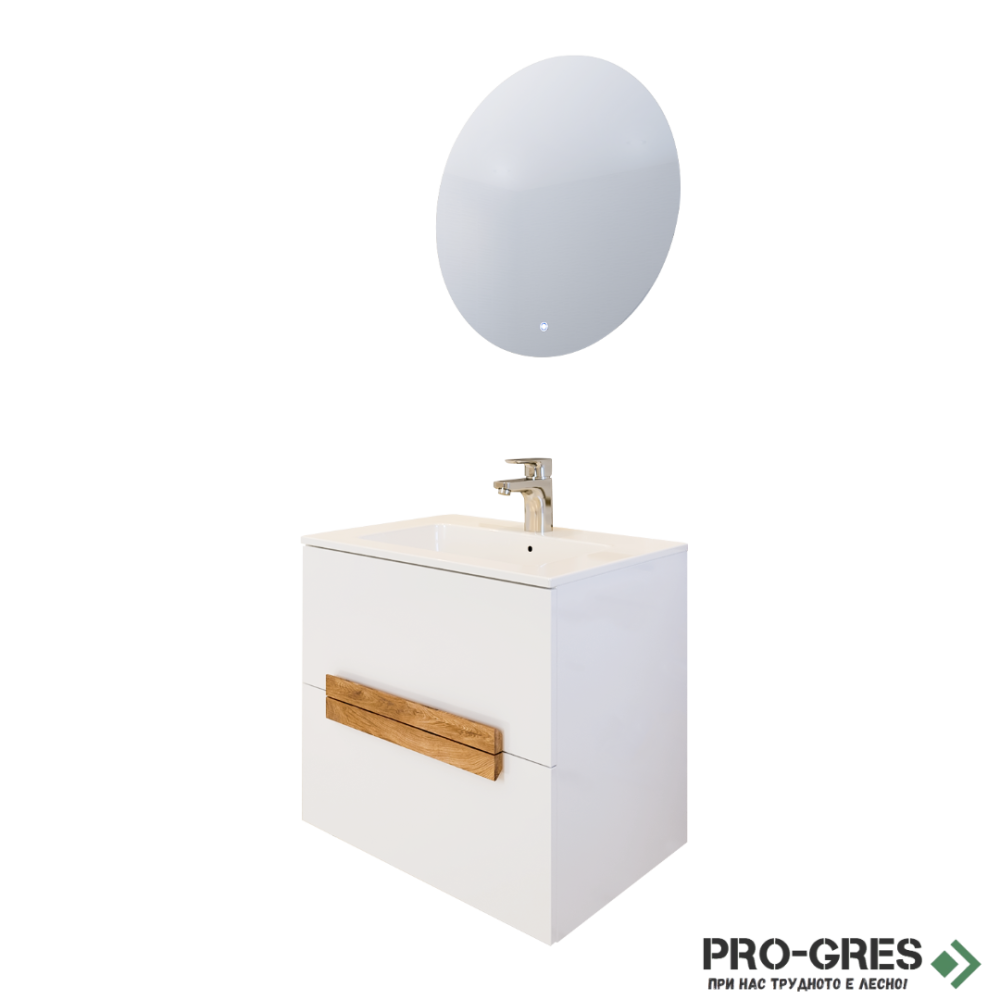 Долен шкаф за баня с мивка 61,5х55х46,5см бял PVC Триано Лисабон 2