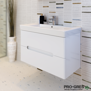 Долен шкаф за баня с мивка бял PVC Triano Монако Долен шкаф за баня с мивка бял PVC Triano Монако