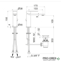 Стоящ смесител за мивка с изпразнител, Vema, Ayas Steel, V28010.AC.005