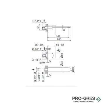 Вграден смесител за мивка от инокс, Vema, Ayas Steel,  V28050.AC.005