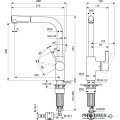 Смесител за кухня с висок, тръбен, изтеглящ се чучур Ideal Standard BD420AA