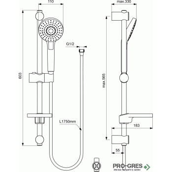 Комплект тръбно окачване с аксесоари  IdealRain Evo Round Ideal Standard B2620AA
