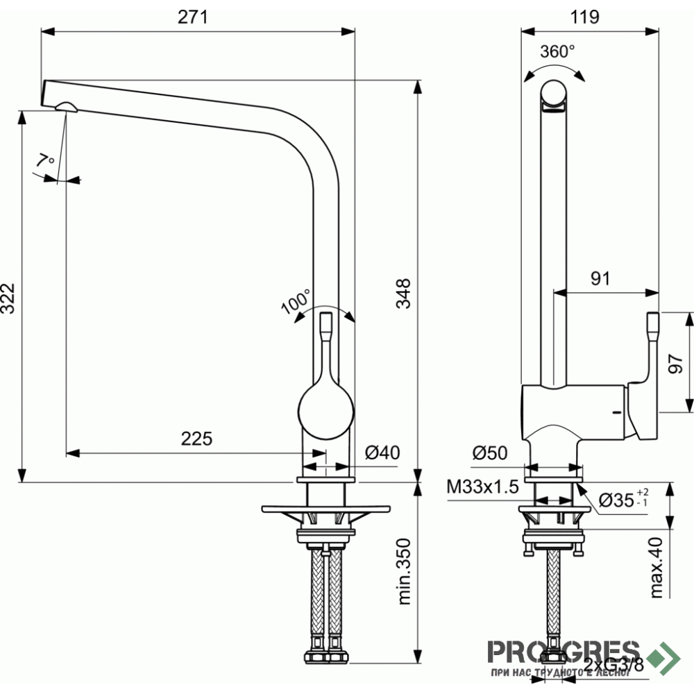 Смесител за кухня Ceralook черен Ideal Standard BC174XG