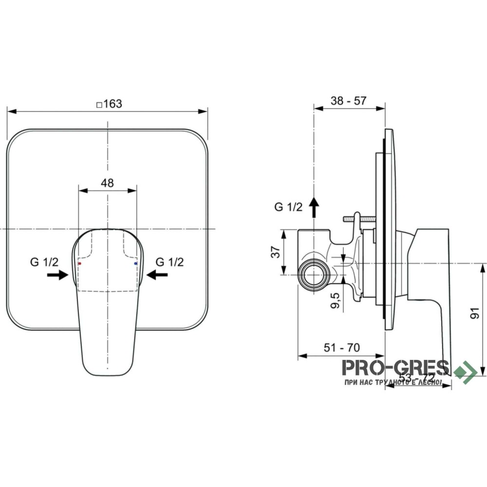Смесител комплект с тяло за вграждане, хром IDEAL STANDARD ESLA A6946AA