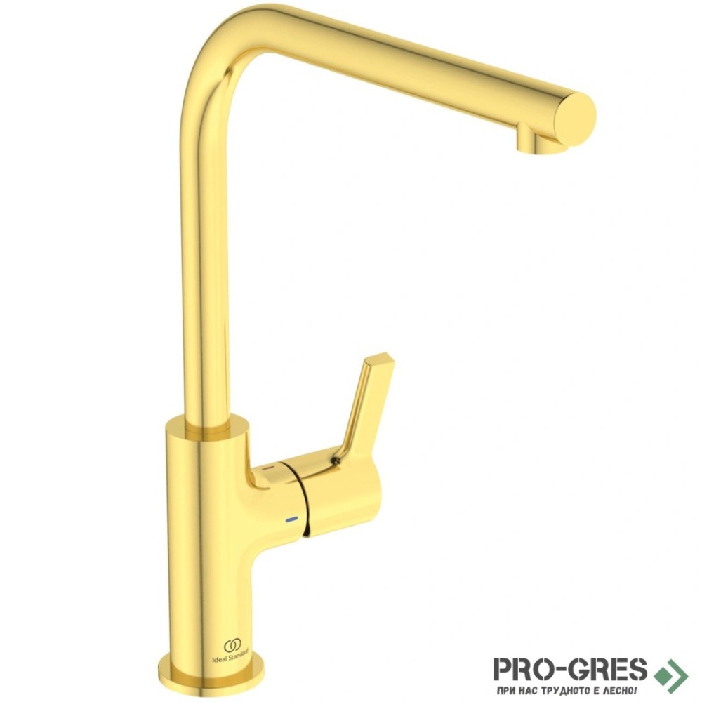 Смесител за кухня с висок подвижен L чучур 360, матирано злато IDEAL STANDARD GUSTO BD418A2