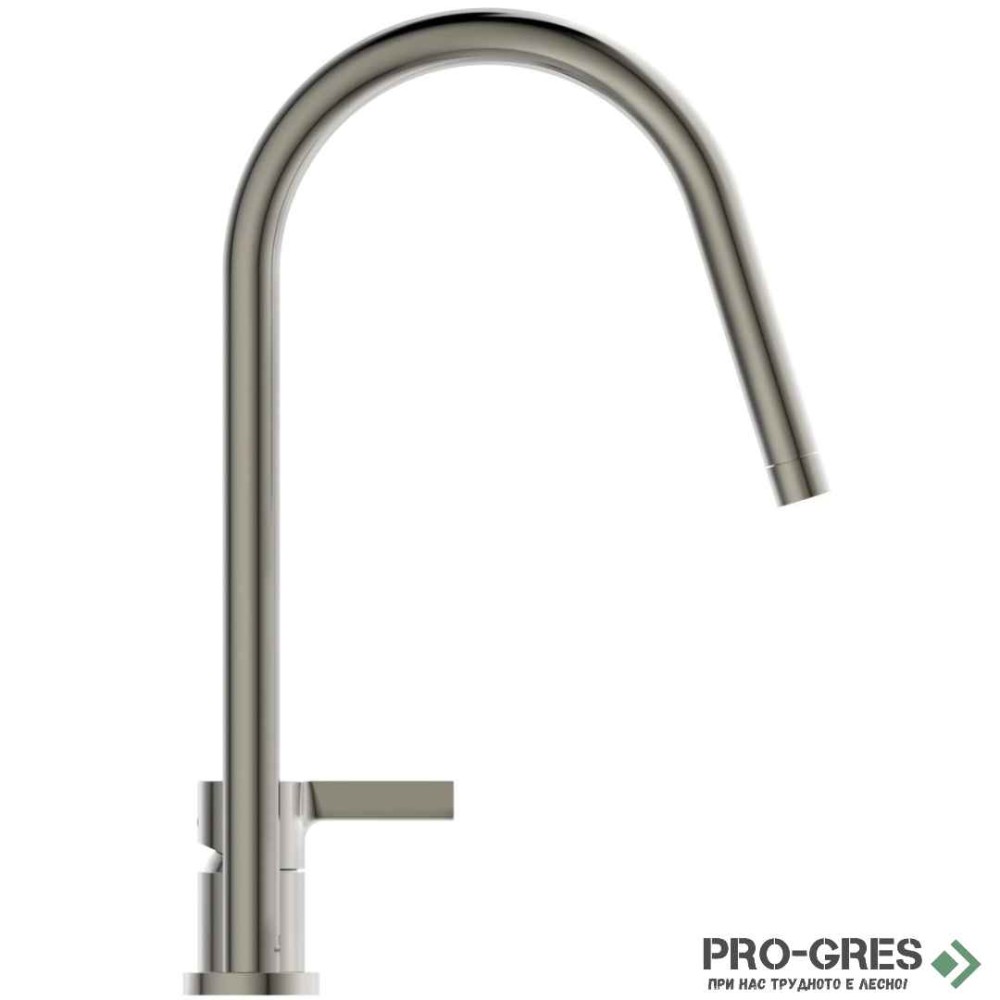 Смесител за кухня с висок тръбен чучур,дву дупков,сребро мат Gusto Ideal Standard BD422GN