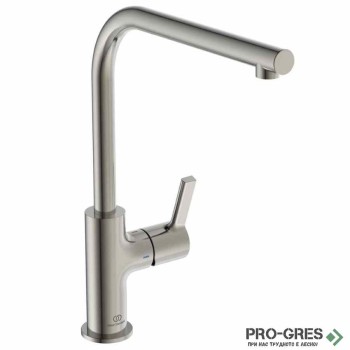 Смесител за кухня с висок подвижен L чучур 360, матирано сребро IDEAL STANDARD GUSTO BD418GN