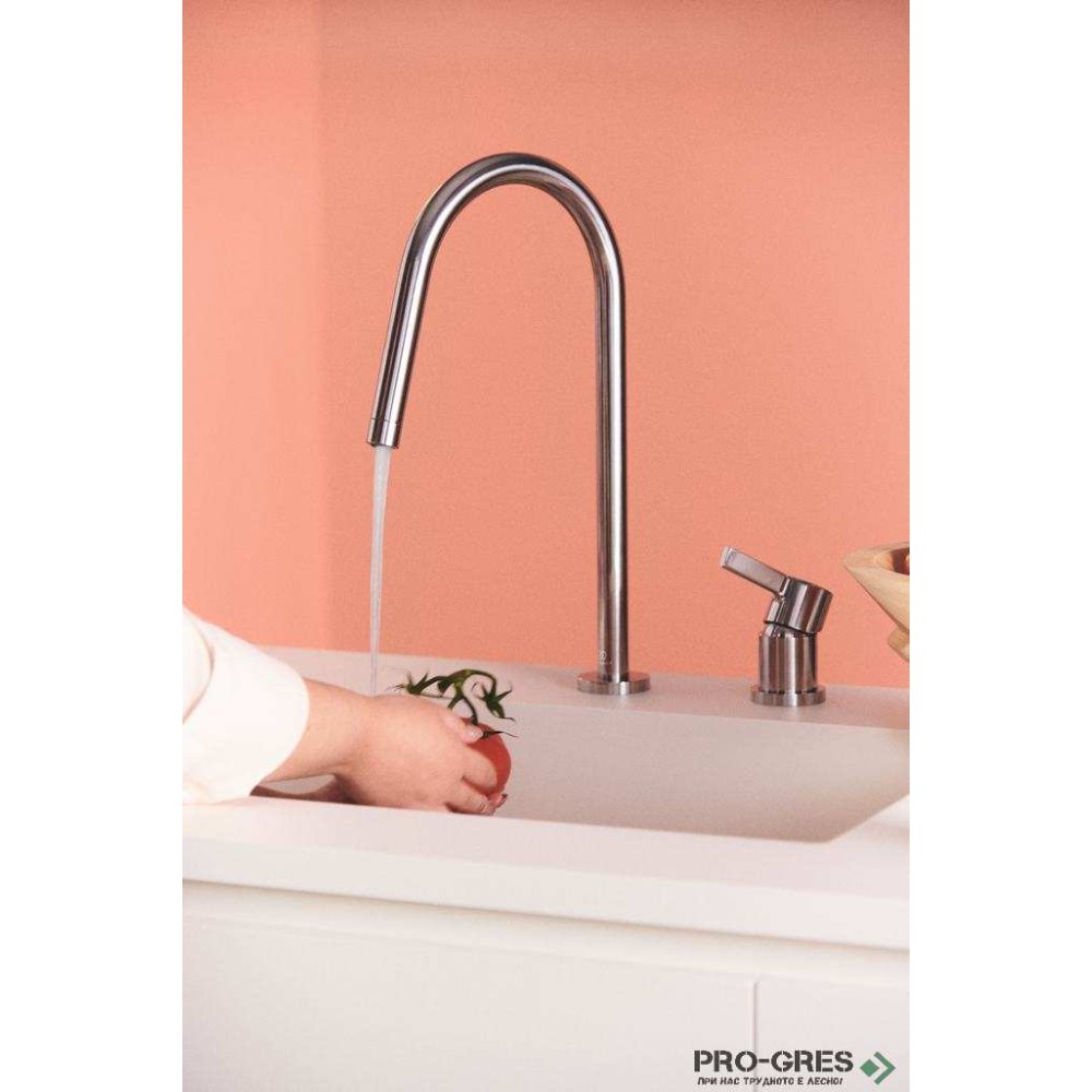 Смесител за кухня с висок тръбен чучур,дву дупков,хром Gusto Ideal Standard BD422AA