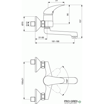     Смесител стенен за умивалник Orion Vidima  B1024AA