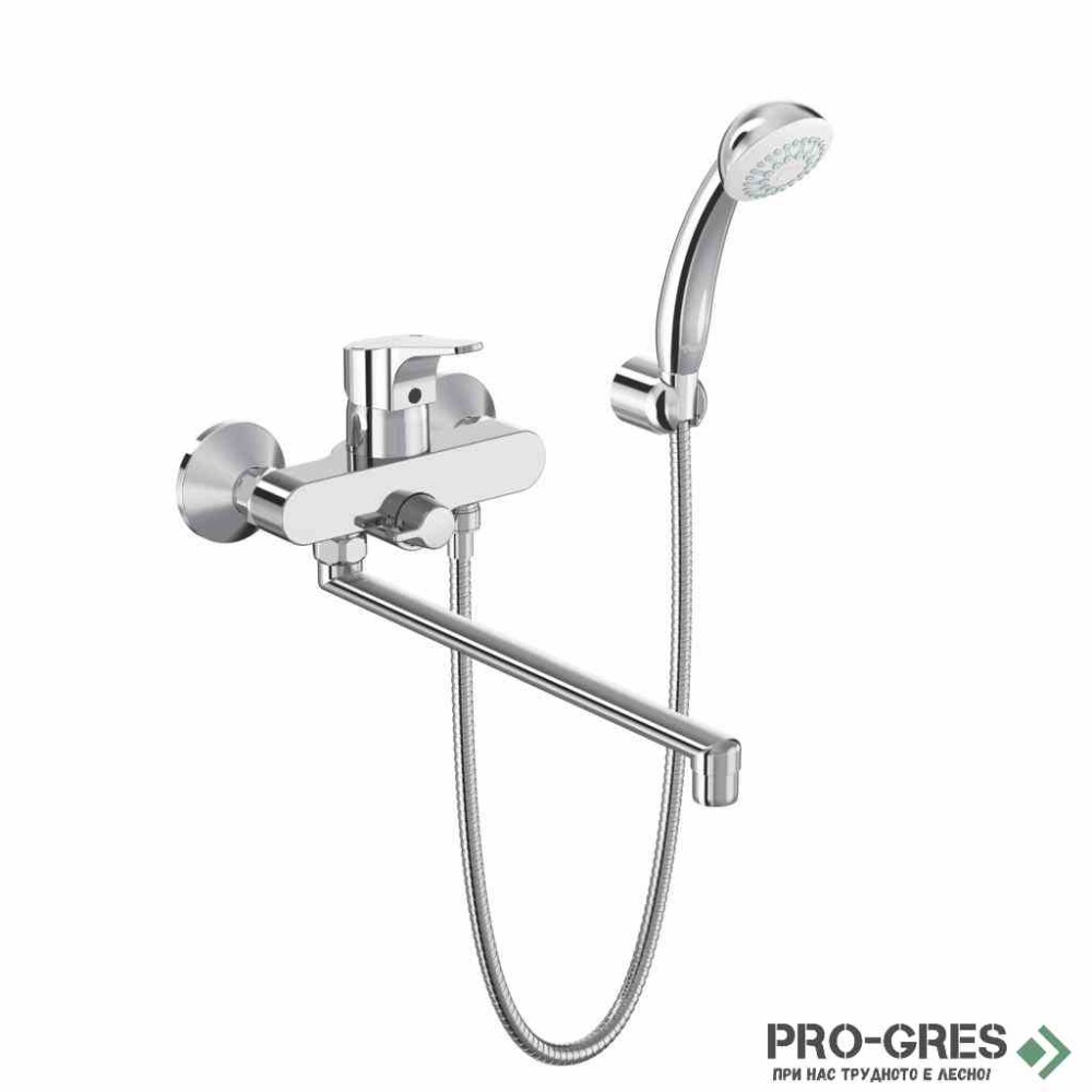 Смесител стенен за вана/душ с дълъг чучур и аксесоари SevaNext Vidima  B1926AA