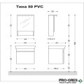 Долен шкаф  за баня с мивка Тина 50см,бял PVC Висота