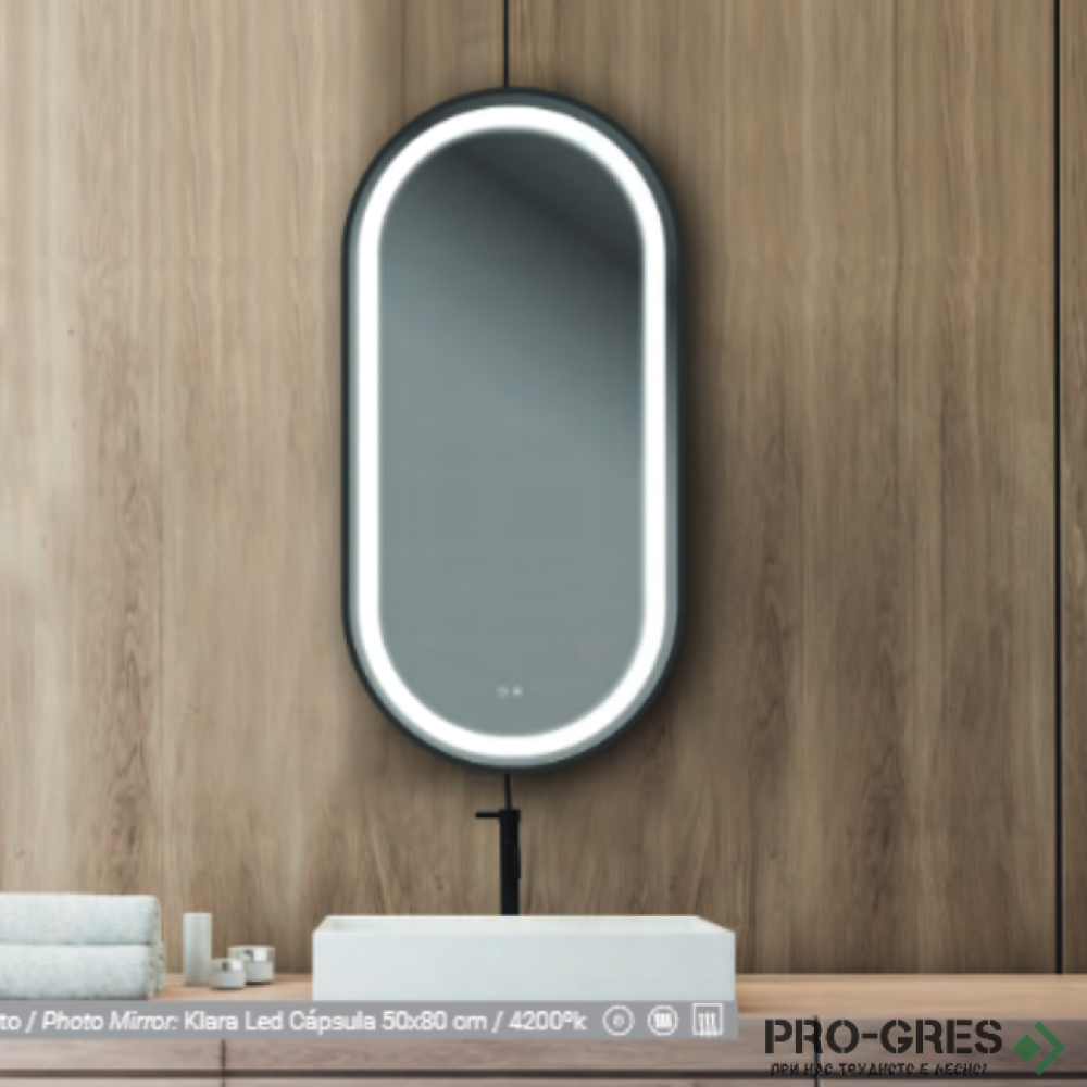 Лед огледало с нагревател Xpertials ,Klara Capsula NG 50x80см