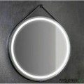 Кръгло огледало за баня с LED осветление ф60 см, черна рамка с кожа, Progetto M090.D60touch