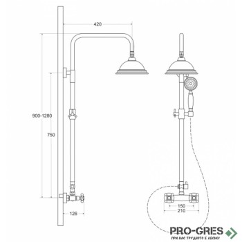 Душ система/ колона, черен мат, Besco, Retro, BP-R-CZ Душ система/ колона, черен мат, Besco, Retro, BP-R-CZ