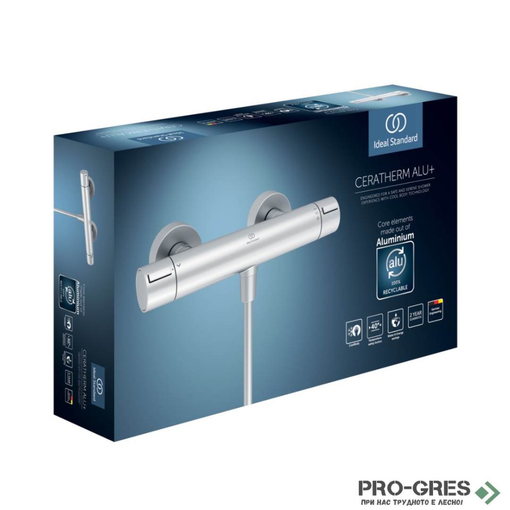 Термостатен стенен смесител за душ  CERATHERM ALU+ Ideal Standard BD582SI