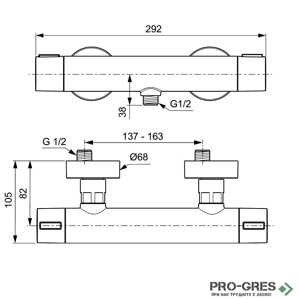 Термостатен стенен смесител за душ  CERATHERM ALU+ Ideal Standard BD582SI