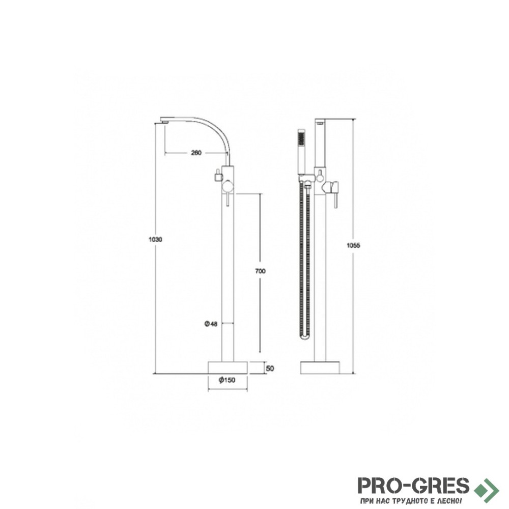 Свободностоящ смесител за вана/душ, Besco, Decco I Easy-Fix, BW-DI-ZL