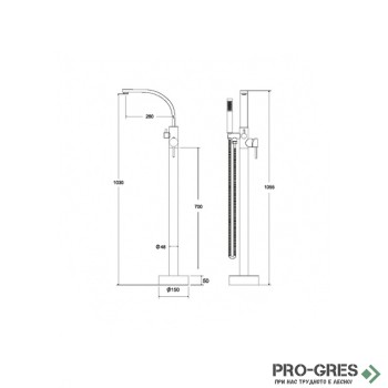 Свободностоящ смесител за вана/душ, Besco, Decco I Easy-Fix, BW-DI-ZL
