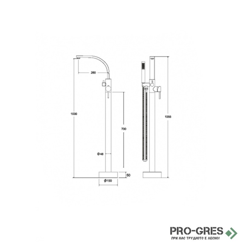 Свободностоящ смесител за вана/душ, Besco, Decco I Easy-Fix, BW-DI-ZL