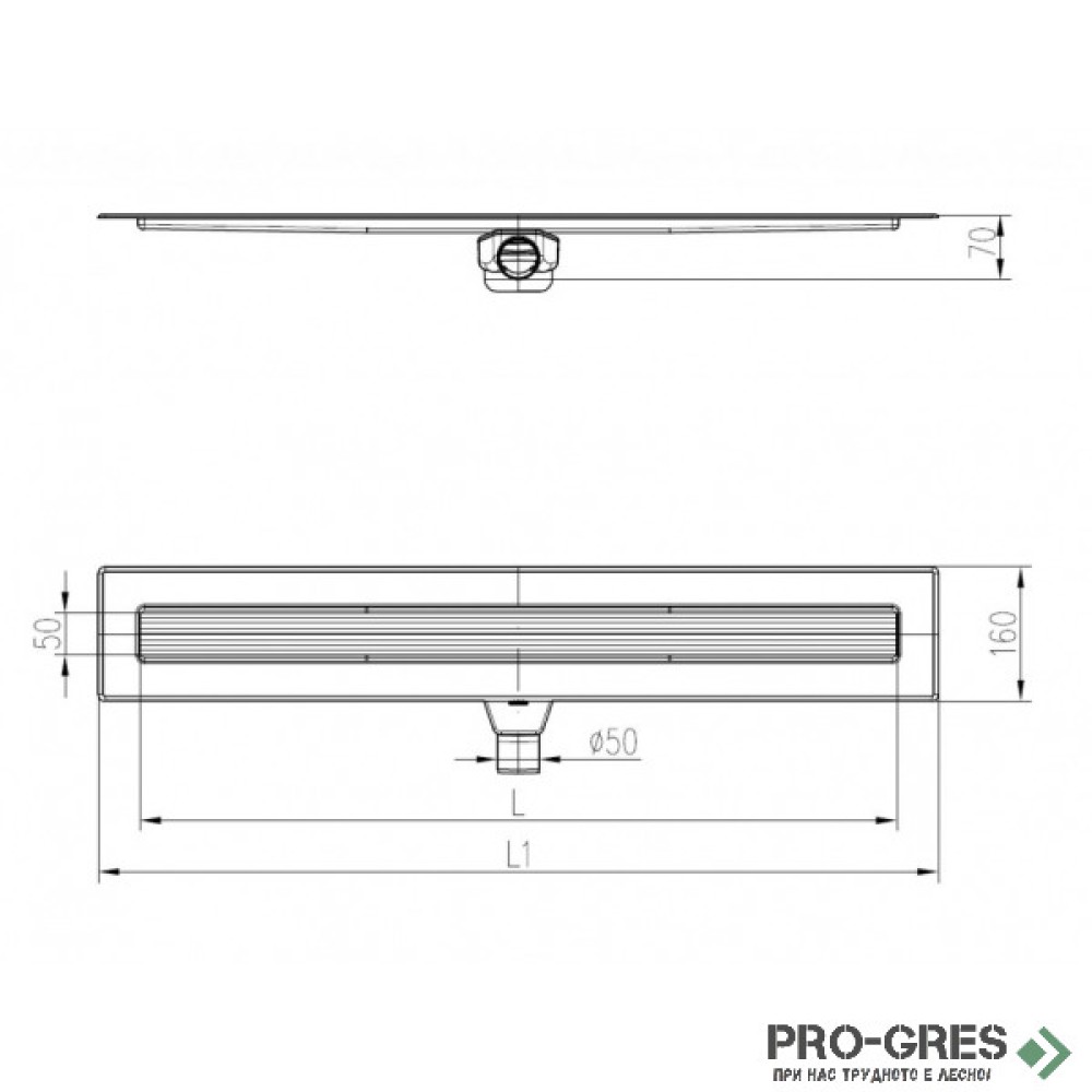 Лентов сифон за плочка 70см MCH Aquarius CH N 7004