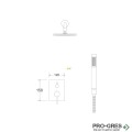 Душ комплект за вграждане, стенно рамо и ултра тънка пита, Besco, Decco Illusion II Gold, BP-DIII-ZL