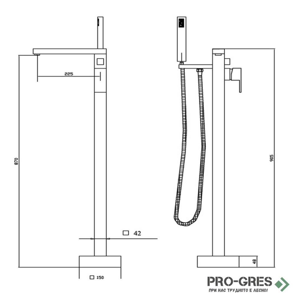 Свободностоящ смесител за вана, черен мат, Besco, Varium Black, BW-V-CZ