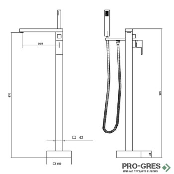 Свободностоящ смесител за вана, черен мат, Besco, Varium Black, BW-V-CZ