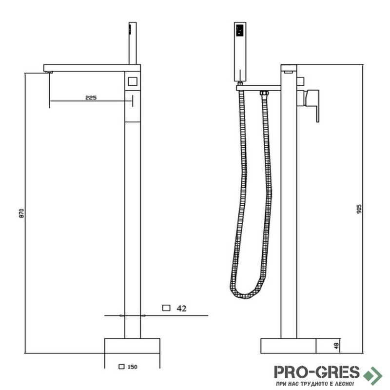 Свободностоящ смесител за вана, черен мат, Besco, Varium Black, BW-V-CZ