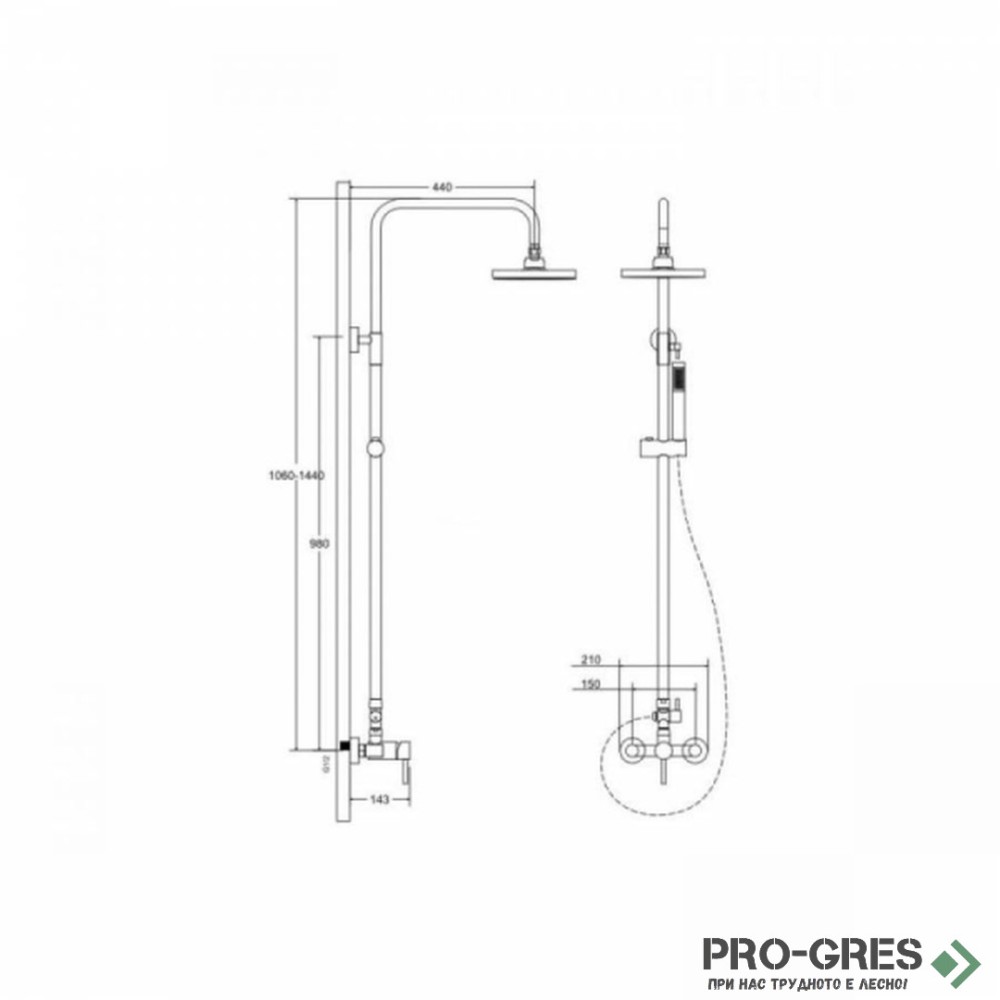 Душ система/ колона, Besco, Decco Iiiusion Gold, BP-DIN-ZL
