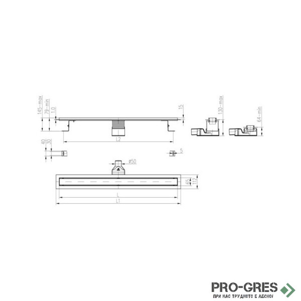 Лентов сифон 105 см MCH Klasik/Tile CH N 1050 K