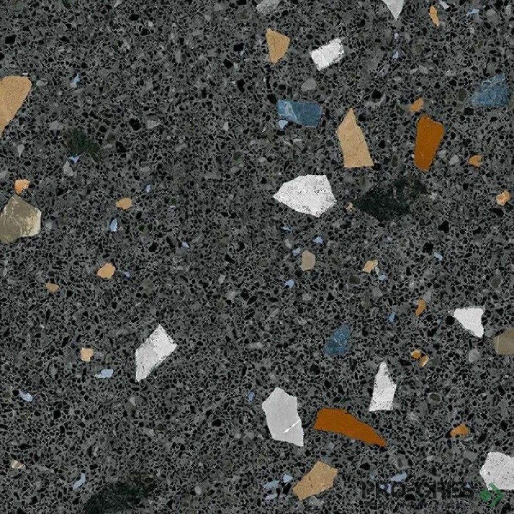 Гранитогрес Arcana тип Terrazzo Stracciatella R Grafito 80x80см