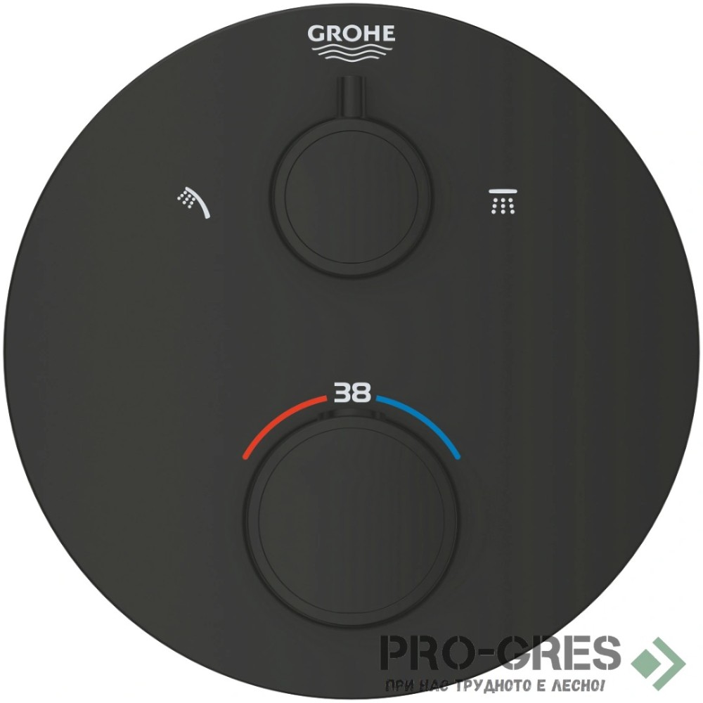 Душ  за вграждане,термостат ,черен мат, Grohe  Grohtherm/Tempesta 250